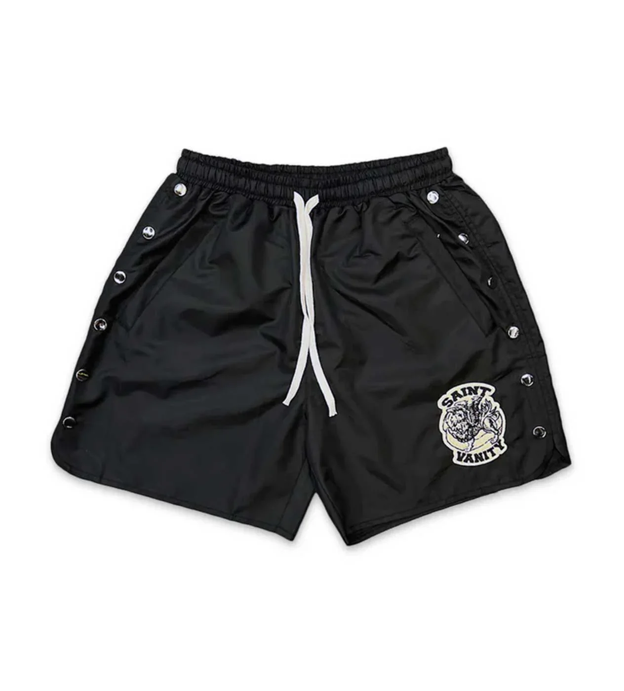 BLACK NYLON SHORTS+