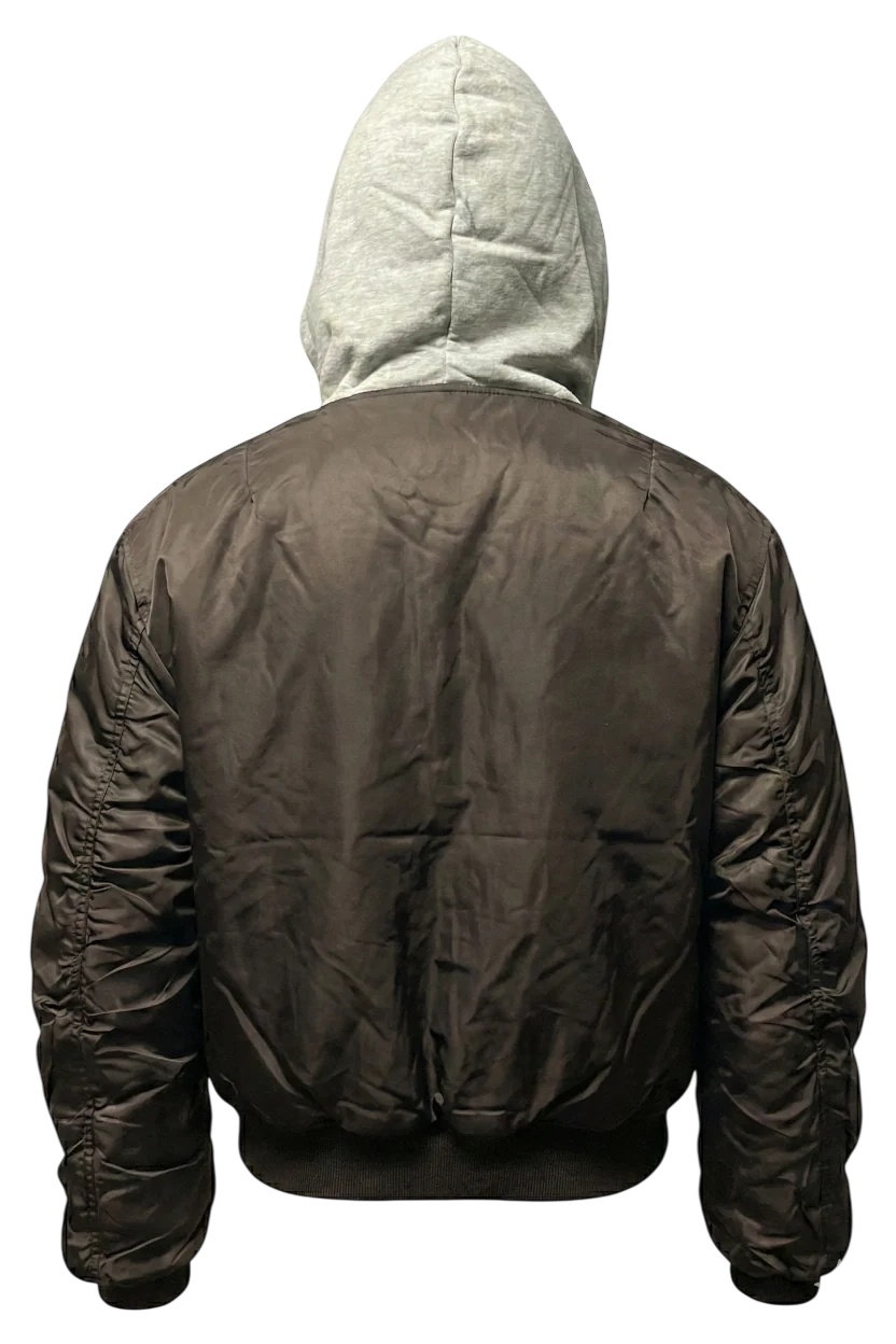 BLACK HOODED BOMBER JACKET+ - Image 2