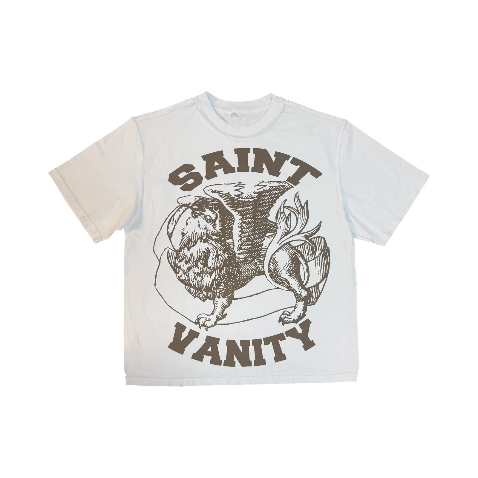 WHITE & BROWN SAINT VANITY T-SHIRT +