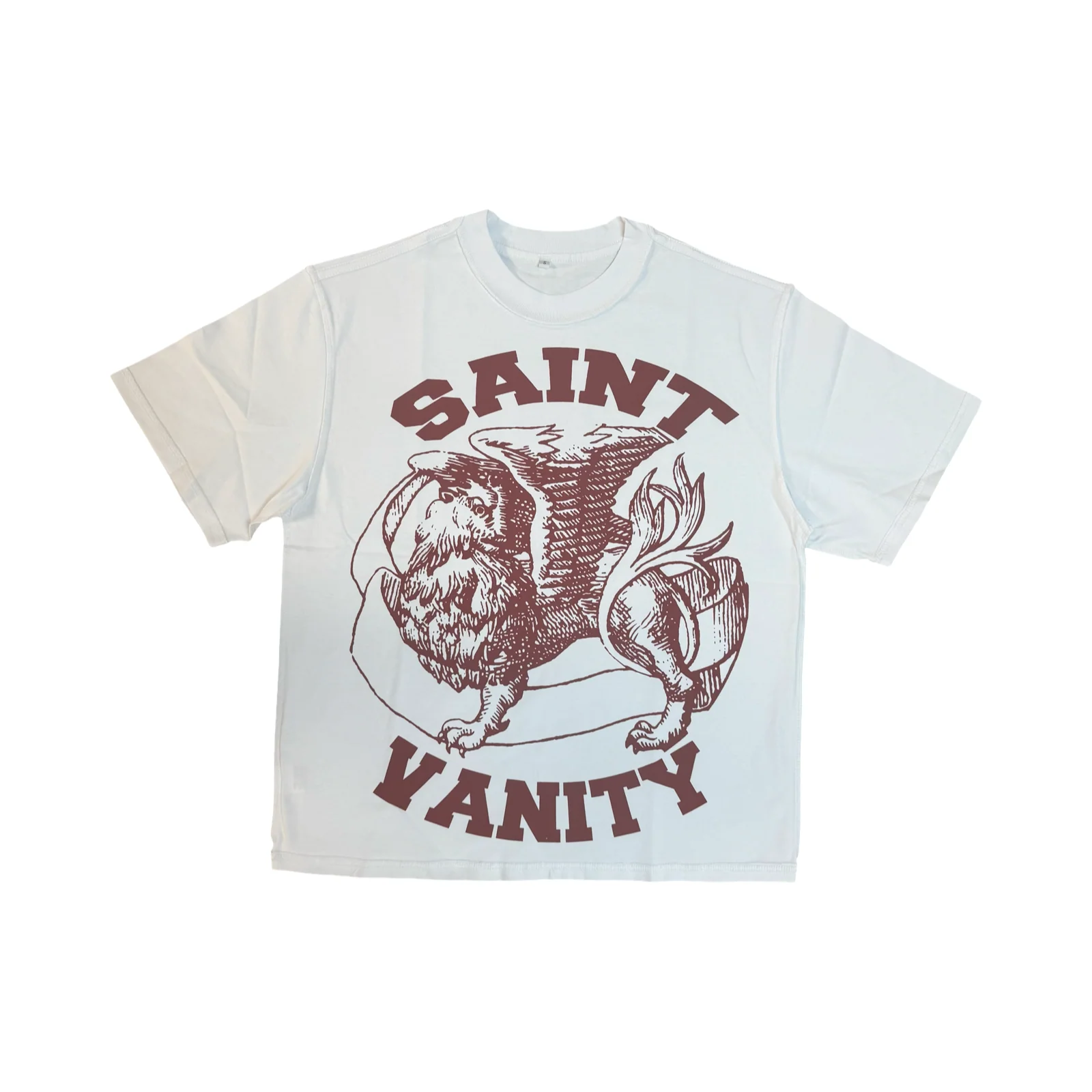 WHITE & CRIMSON SAINT VANITY T-SHIRT +