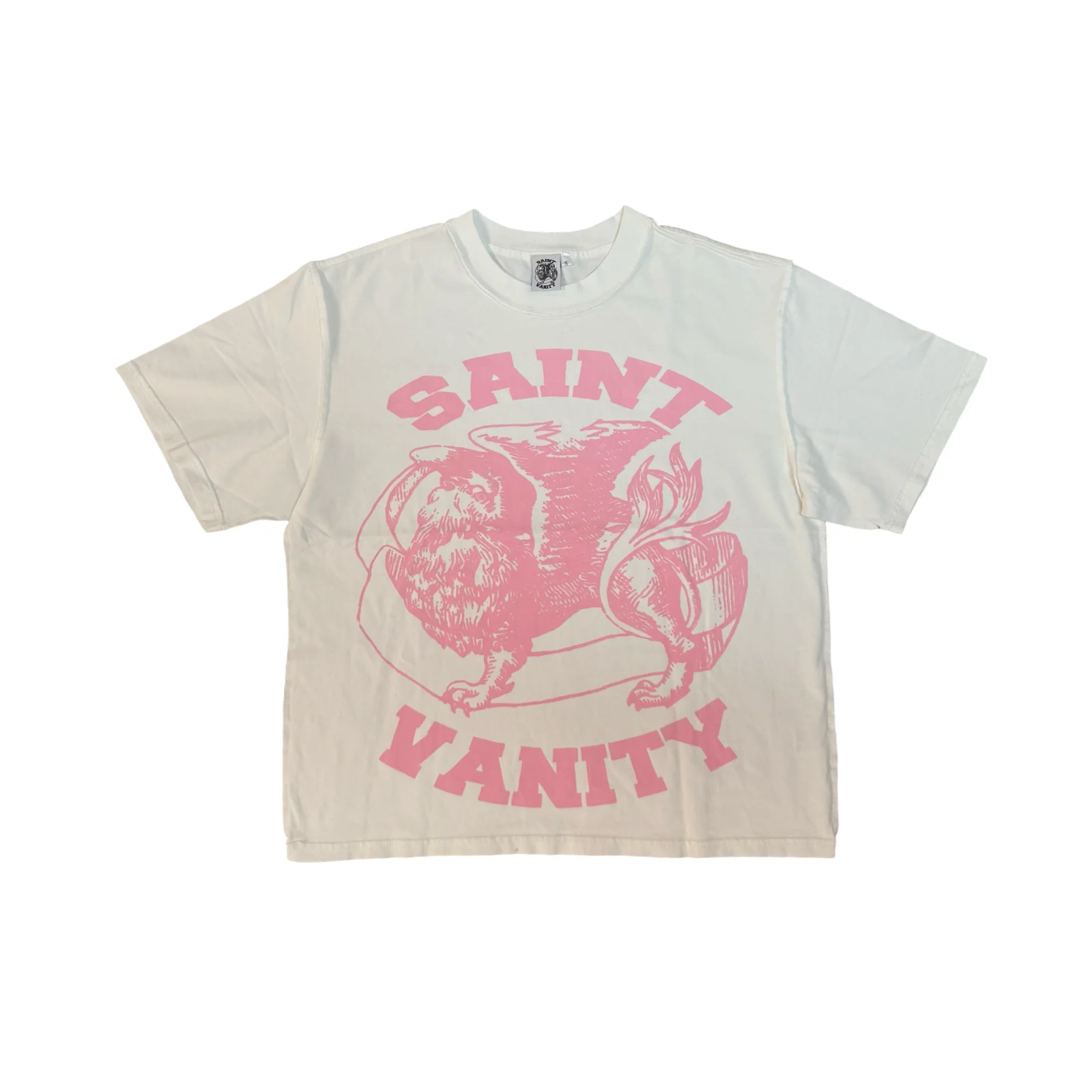 WHITE & PINK SAINT VANITY T-SHIRT +